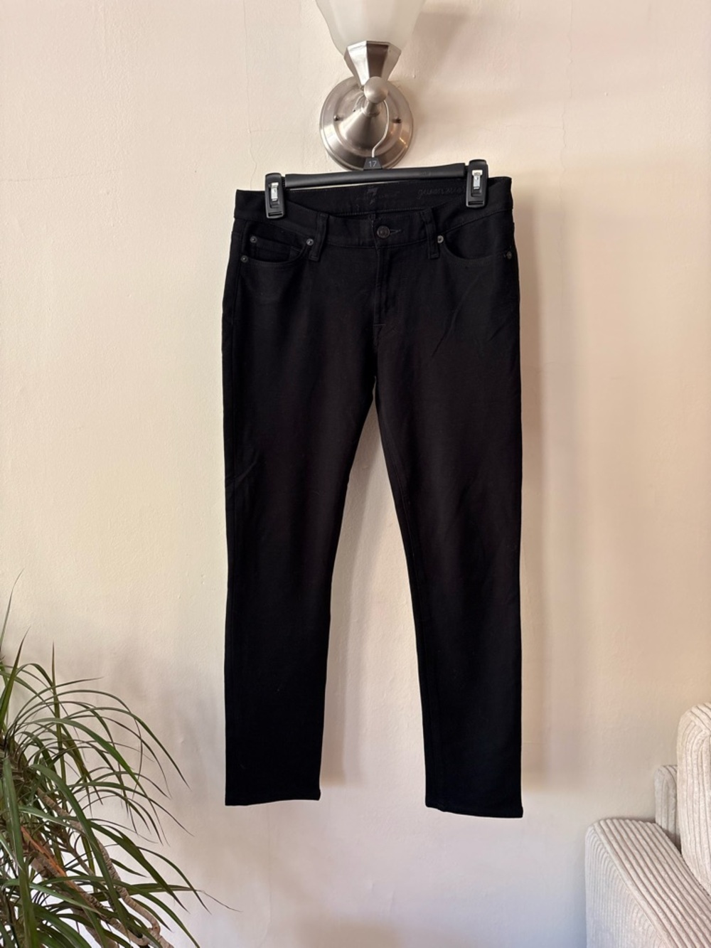 7 For All Mankind Black Skinny Jeans - Slim Fit Size 27